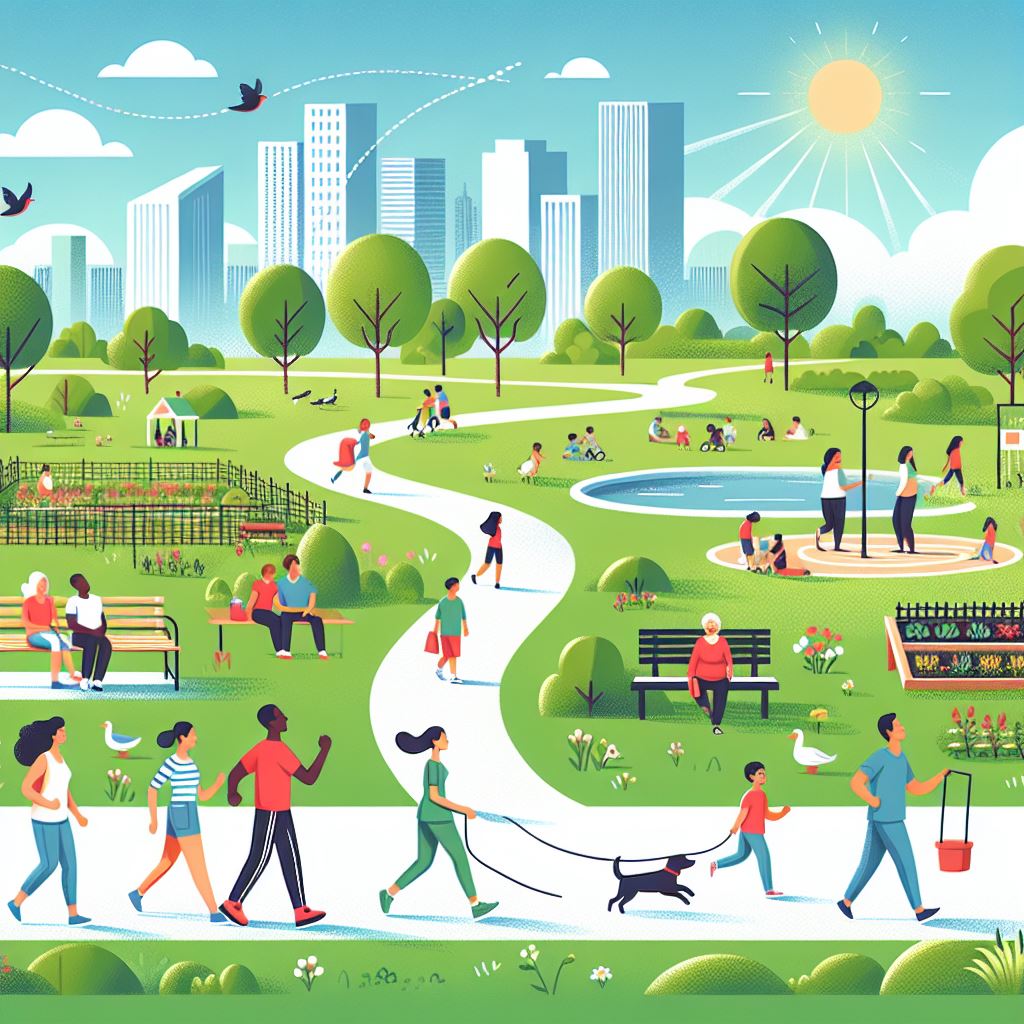 decorative graphic - people at the park